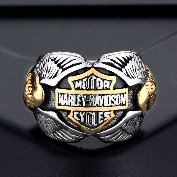 

кольца из нержавеющей стали оптом, европейские и американские мотоциклетные кольца, кольца harley, мужской стиль double eagle, Golden;silver