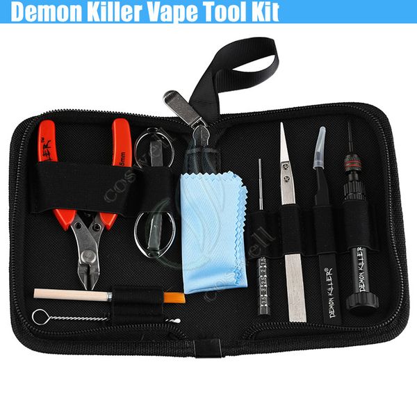 

Оригинальный Demon Killer Vape Tool Kit Полный стартер Керамический пинцет Согнутый винт DIY Предварительно строительные катушки Джиг MODs RDA RBA machine e cigs Распылители
