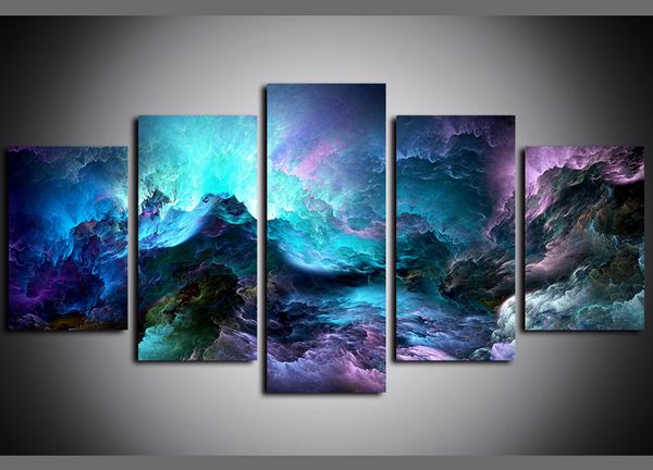 

5 panels psychedelic nebula space artwork giclee canvas print modern abstract pictures paintings on canvas wall art for home decor