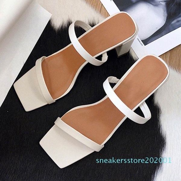 

solid narrow band open toe slip on microfiber gladiator sandals women flipflops rome chunky high heels shoes woman sandalias 2020 s01, Black