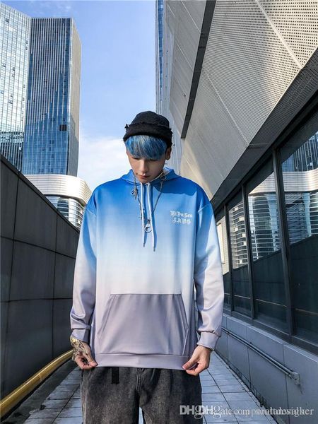 

толстовки пуловер градиент сплошной цвет homme одежда мода хип-хоп стиль повседневная одежда мужская осень дизайнер, Black