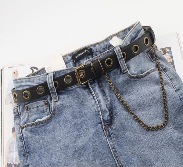 

new fashion hollow belt for women men retro copper link chains designer waist belts 2.3cm width 100cm length accessories, Black;brown