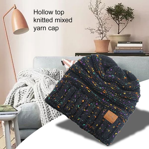 

messy hat cc quality knit winter thick knitted hat soft stretch knit messy high knitted hat outdoor hats, Black;white