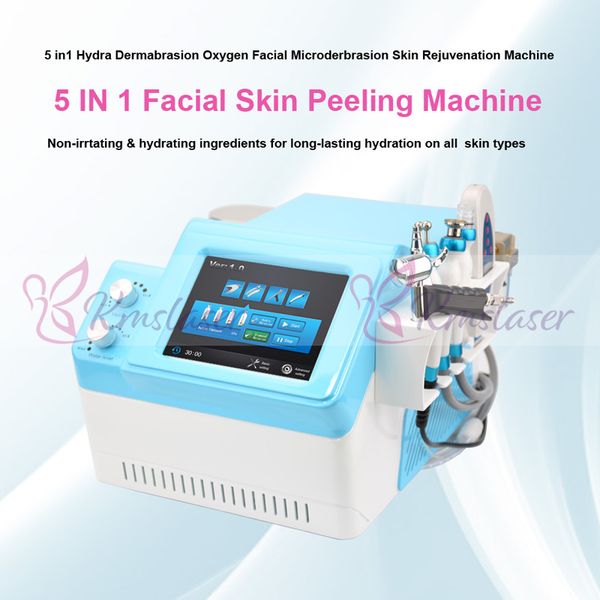 Portátil 5 em 1 Hidro dermoabrasão Bio Microcurrent Scubber Scrubber Microdermoabrasão de Oxigênio Facial Skin Skin Cleansing Salão de limpeza
