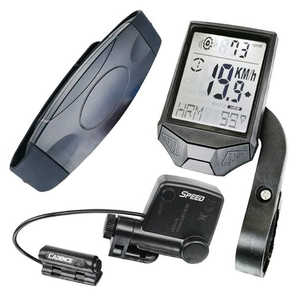 

3-in-1 wireless lcd bicycle cycling computer cadence sensor heart rate monitor chest strap bike meter speed holder for ciclismo