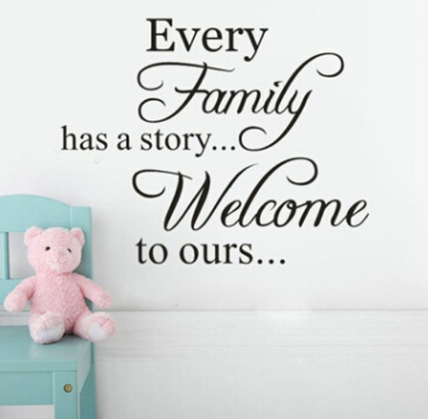 

quotes wall sticker character wall decal every family has a story welcome to ours removable art vinyl mural home decoration