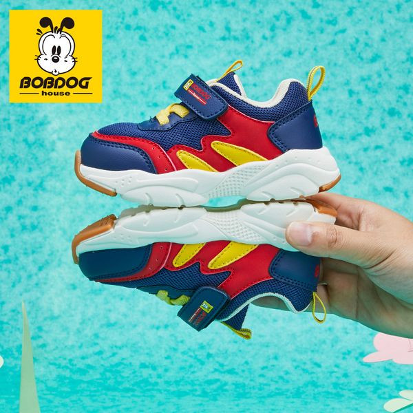 

bobdog house children's shoes spring new comfortable lightweight sneakers mesh breathable casual shoes bj9354, Black;red