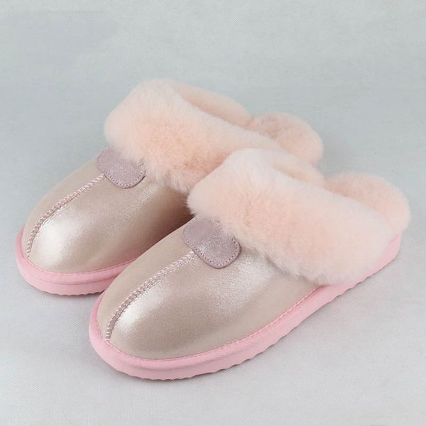 

Natural Sheepskin Fur Slippers Fashion Female Winter Slippers Women Warm Indoor Slippers Top Quality Soft Wool Lady Home Shoes, Black