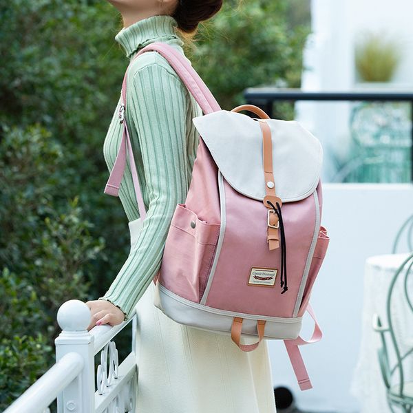 

2019 backpack women's student bag youth backpack female nylon travel bag girl colorblock simple large capacity mochila