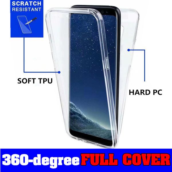

for iphone 11 clear 360 case with hard pc back & soft tpu front for iphone 11 pro max xs max xr 6 7 8 samsung note 10 transparent full cover