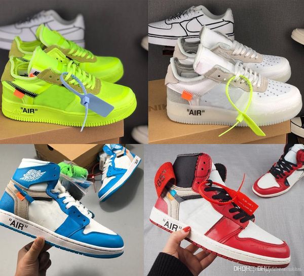 

new off w white air forcè forcing 1 low force one 1 virgil volt ao4606 sneakers running shoes max presto air jòrdan 1 unc basketball shoe, Black