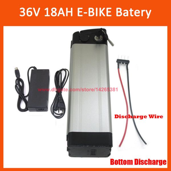 

customs fee 1000w e bike battery 36v 18ah lithium battery 18ah bicycle silver fish batteries with 30a bms 2a charger bottom discharge