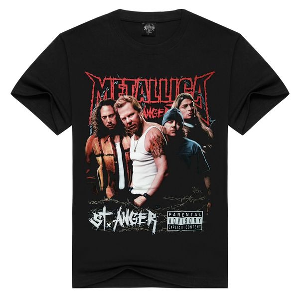 

20ss new fashion stereo printing metallica metal band silk screen rock t-shirt cotton crewneck rock sports 3dt-shirt, White;black