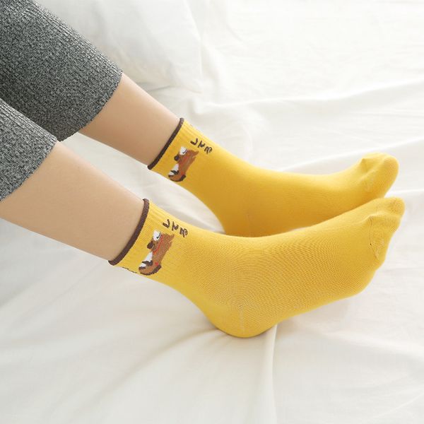 

носки женской осени зима корейская версия дня веб знаменитость опрятных тенденции мультфильм милых женских носков трубка хлопок медвежьих но, Silver