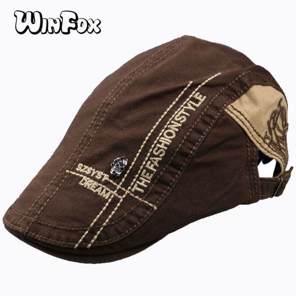 

winfox vintage black navy berets male hip hop skull inscriptions mens cabbie french hat flat peaked caps, Blue;gray