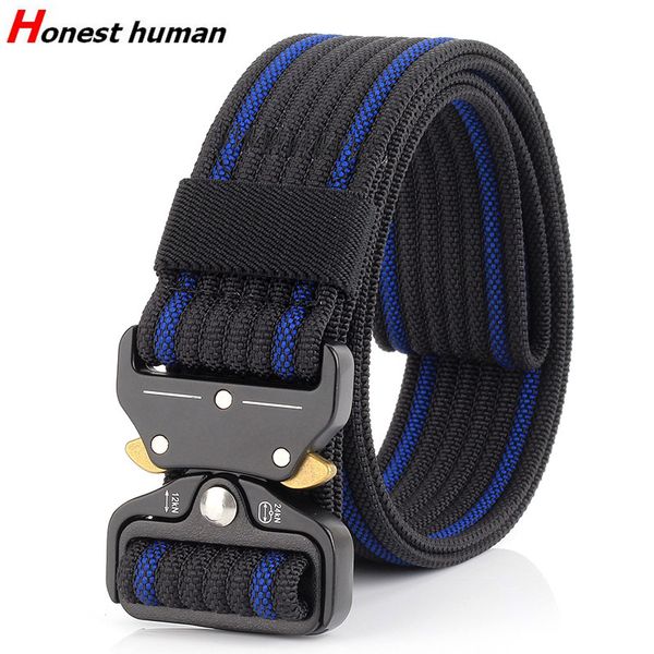 

nylon tactical belt outdoor army adjustable metal plug buckle waistband men women heavy duty webbing belts, Black;brown