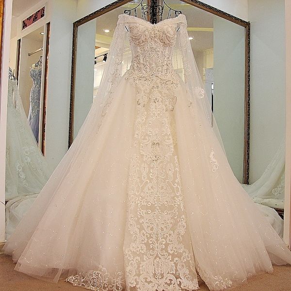 

королевы свадебное платье с длинным плащом с плеча милая бальное платье корсет назад свадебные платья 2019 с поездом аппликация свадебное пл, White