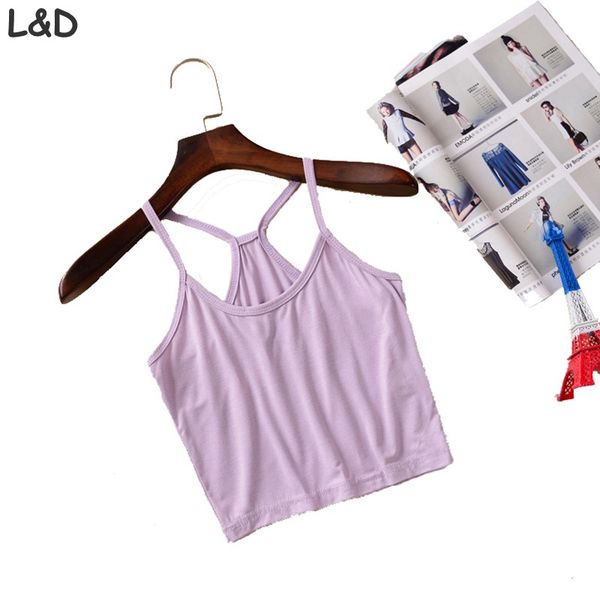 

2019 women tank crop summer u-neck cute short fitting vest women's camisole white black red grey