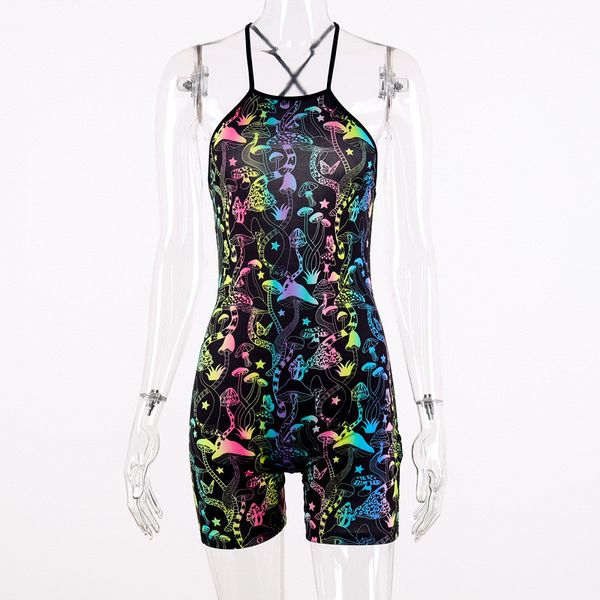 

trendy women clothes strap geometry casual sleeveless playsuit backless square collar polyester romper one pieces, Black;white