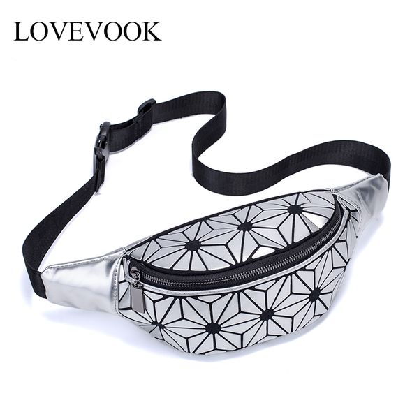 

lovevook fanny pack women waist pack female belt bag for girls small purse waist ladies mini banana bag geometric pattern