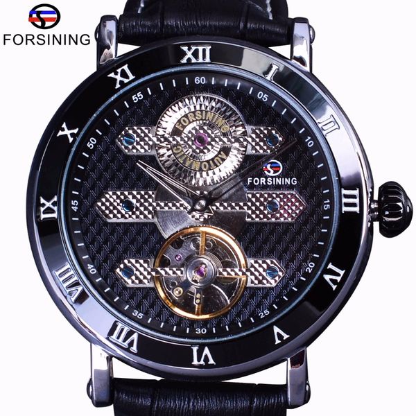 

forsining tourbillion obscure designer waterproof genuine leather mens watch brand luxury mechanical automatic watch clock, Slivery;brown