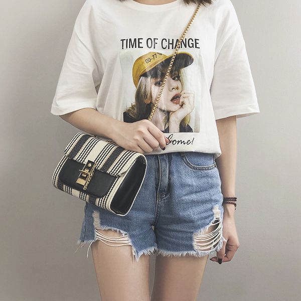 

new style crossbody bag canvas chain square sling bag