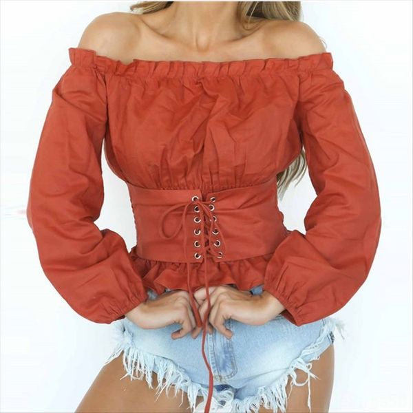 

women's shoulder corns long sleeve female women's t-shirt lace shoulder corns lace long sleeve t-shirt female, White