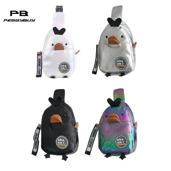 

women chest packs cartoon cute duck girls phone pouch zip crossbody bags