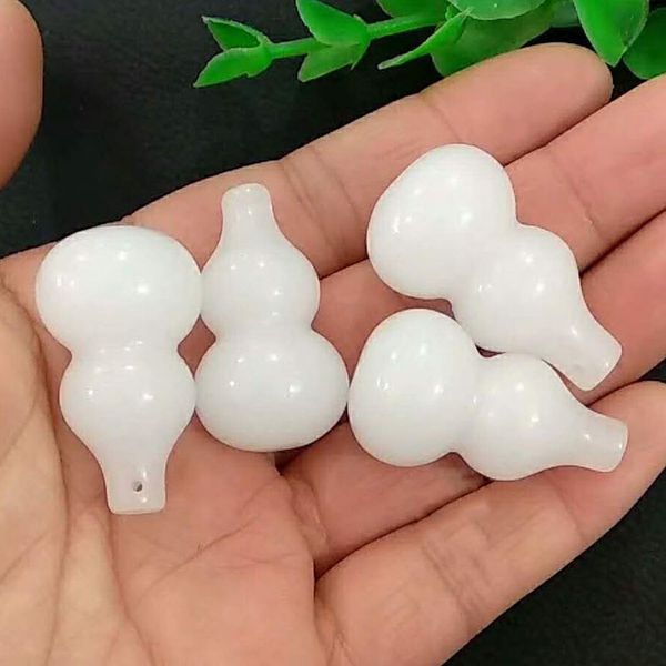 

natural white jade gourd pendant men and women couple three hanging gourd gold silk jade jewelry accessories, Silver