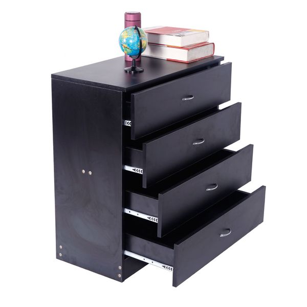 

mdf wood simple 4-drawer dresser black nightstand
