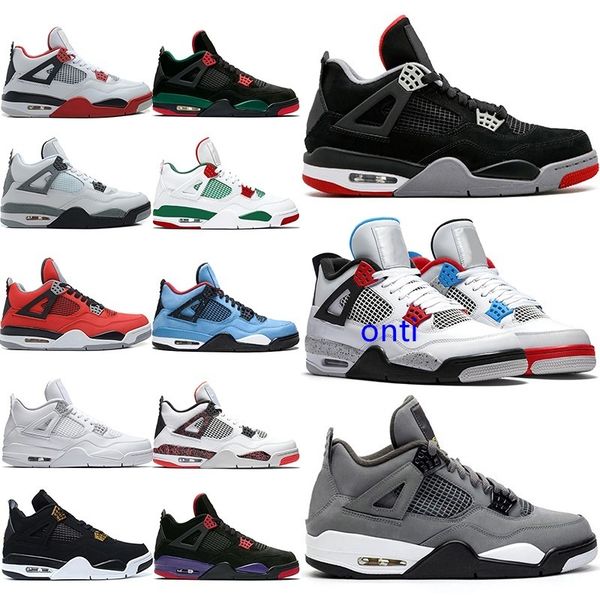 

4 cool grey 4s og bred for 2019 men basketball shoes white cement fire red tattoo trainer athletic sport sneakers size 41-47, Black