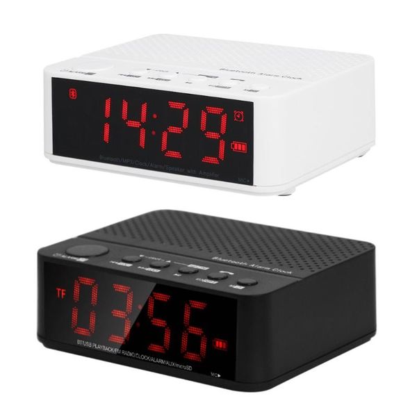 

deskwireless bluetooth speakers alarm clock fm radio tf card mp3 player line in hands-with microphone led display