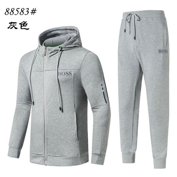 

bosses designer men sports suit classic trend fashion jacket luxury brand casual sports suit wild breathable cotton jacket, Gray