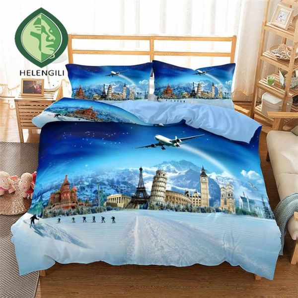 

helengili 3d bedding set travel painting print duvet cover set bedclothes with pillowcase bed home textiles #lvx03