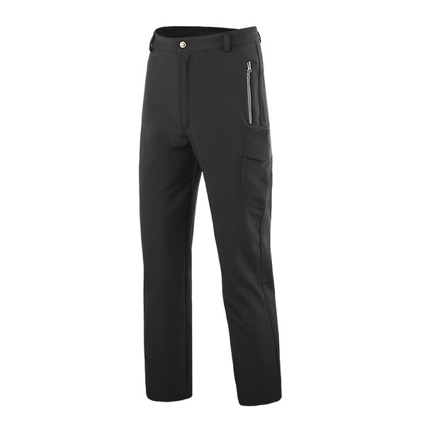 

men outdoor sports windproof pants fleece lined winter hiking pants thermal skiing quick drying camping climbing trousers, Black;green
