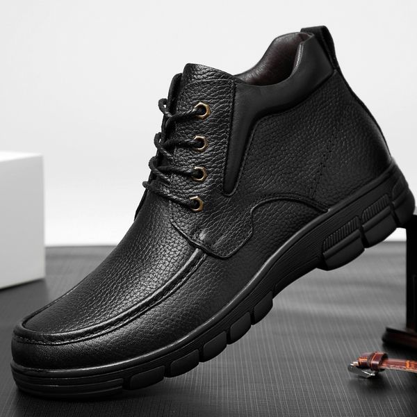 

high-brand men casual shoes genuine leather men flats soft oxford shoes outdoor sneakers plus size 48, Black