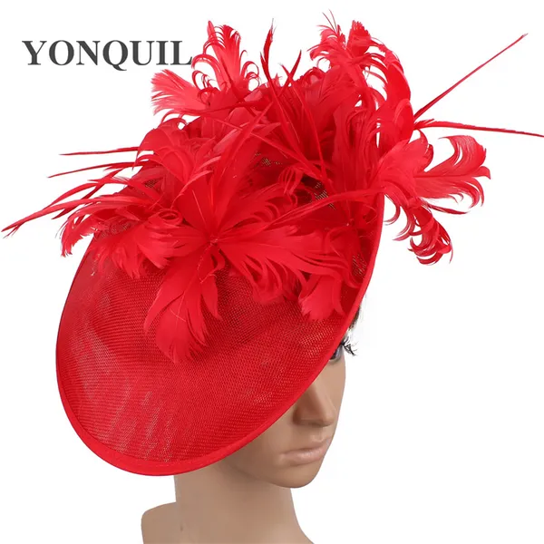 

big derby show race hair accessories women party hat fascinator headband lady show race kenducky headpiece fancy feather flower