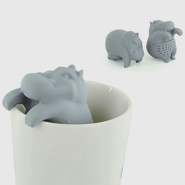 

1pc бегемот shaped чай infuser силиконовые многоразовые ситечки для чая кофе травы фильтр пустой чайные пакетики сыпучие leaf диффузор аксес