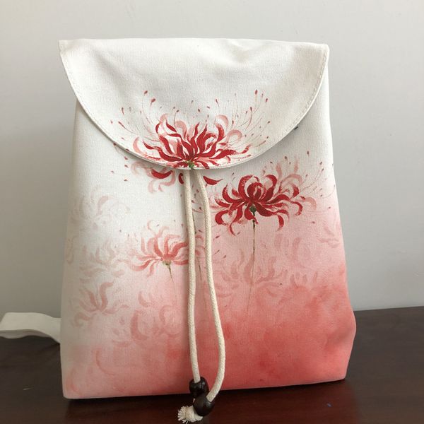 

hand-painted ladies characteristics backpack literary fan storage bag cloth women bag wholesale women