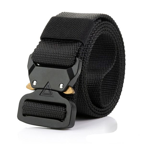 

115-135 cm canvas belt men tactical designer army belt for trousers cobra triangle design metal buckle long nylon belts, Black;brown