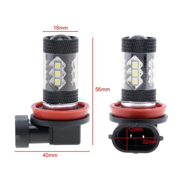 

2pcs car auto led light bulbs h8 h11 80w led fog driving car head lights lamp bulb super white 6500k for cars vehicles