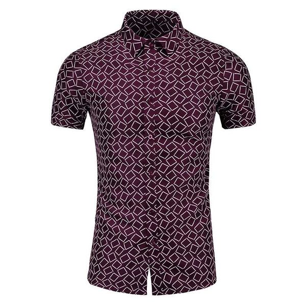 

2020 new fashion social geometric designer shirt cotton men's slim fit short sleeve large size 7xl, White;black