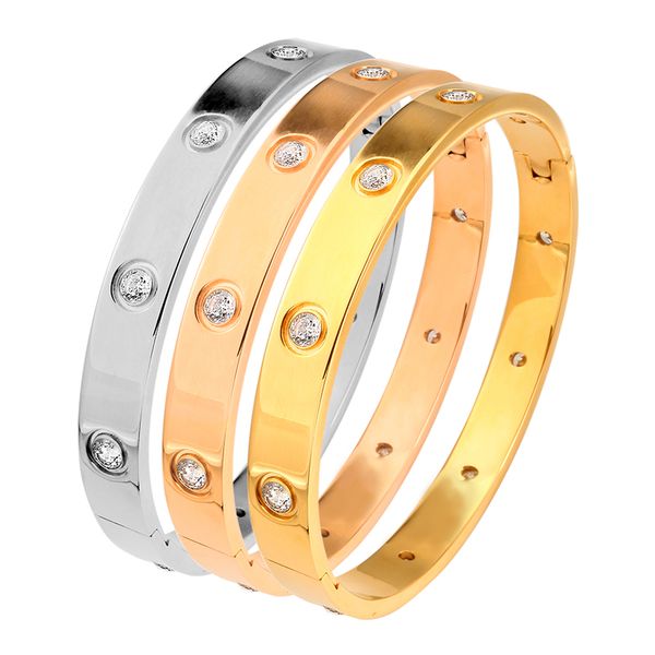 

silver rose gold stainless steel open cuff design bracelets & bangles fashion brand women crystal bracelets for wedding gift, Black