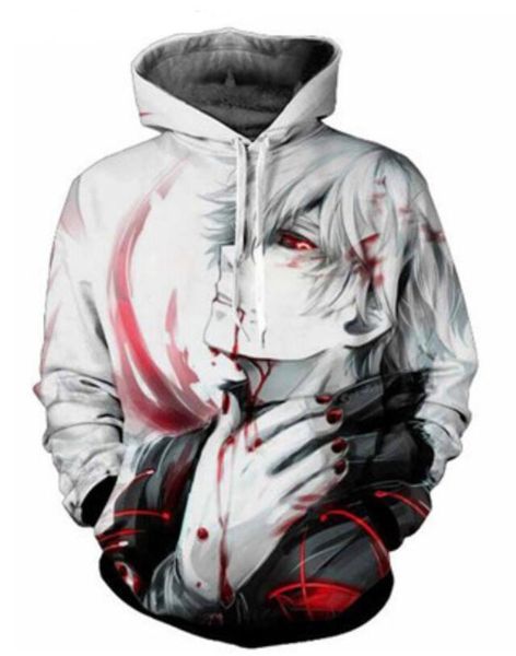 

new fashion couples men women classic anime tokyo ghoul 3d print hoodies sweater sweatshirt jacket pullover t99, Black