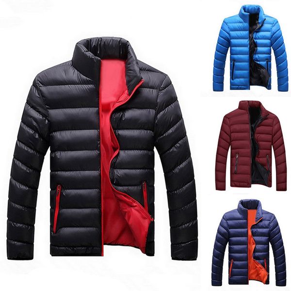 

2019 men winter jacket fashion stand collar parka jacket mens solid thick jackets and coats male warm parkas plus size -4xl, Tan;black