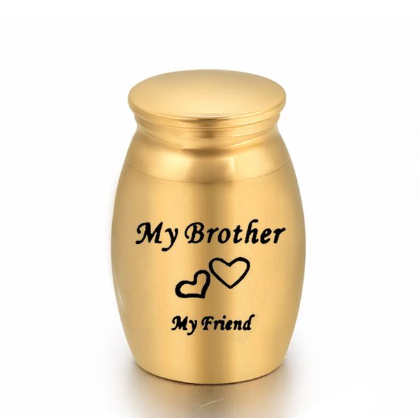 

my brother my friend double heart engraved aluminum alloy small cremation ash urn keepsake pendant jewelry16x25mm, Silver
