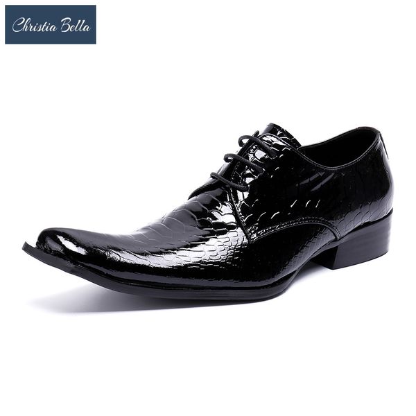 

christia bella business dress suit men shoe zapatos mujer gift men italian fashion handmade men's crocodile leather shoes, Black