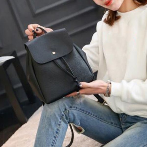

fashion women backpack 2020 vintage pure color leather school bag backpack satchel women shoulder bag bolsa
