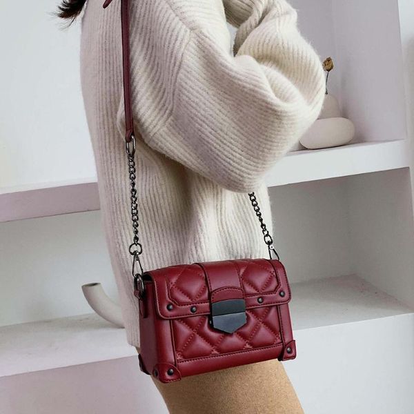 

small fashion rivet bag quilted women messenger handbag designer shoulder female bag crossbody luxury handbag ladies chain brand