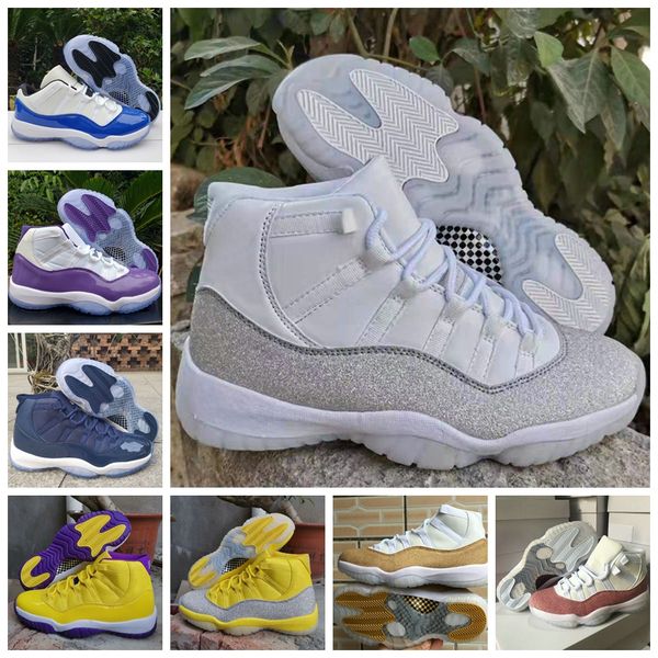 

new 11 wmns metallic silver yellow 11s mens basketball shoes white purple blue trainers sports sneakers jumpman designer des chaussures off